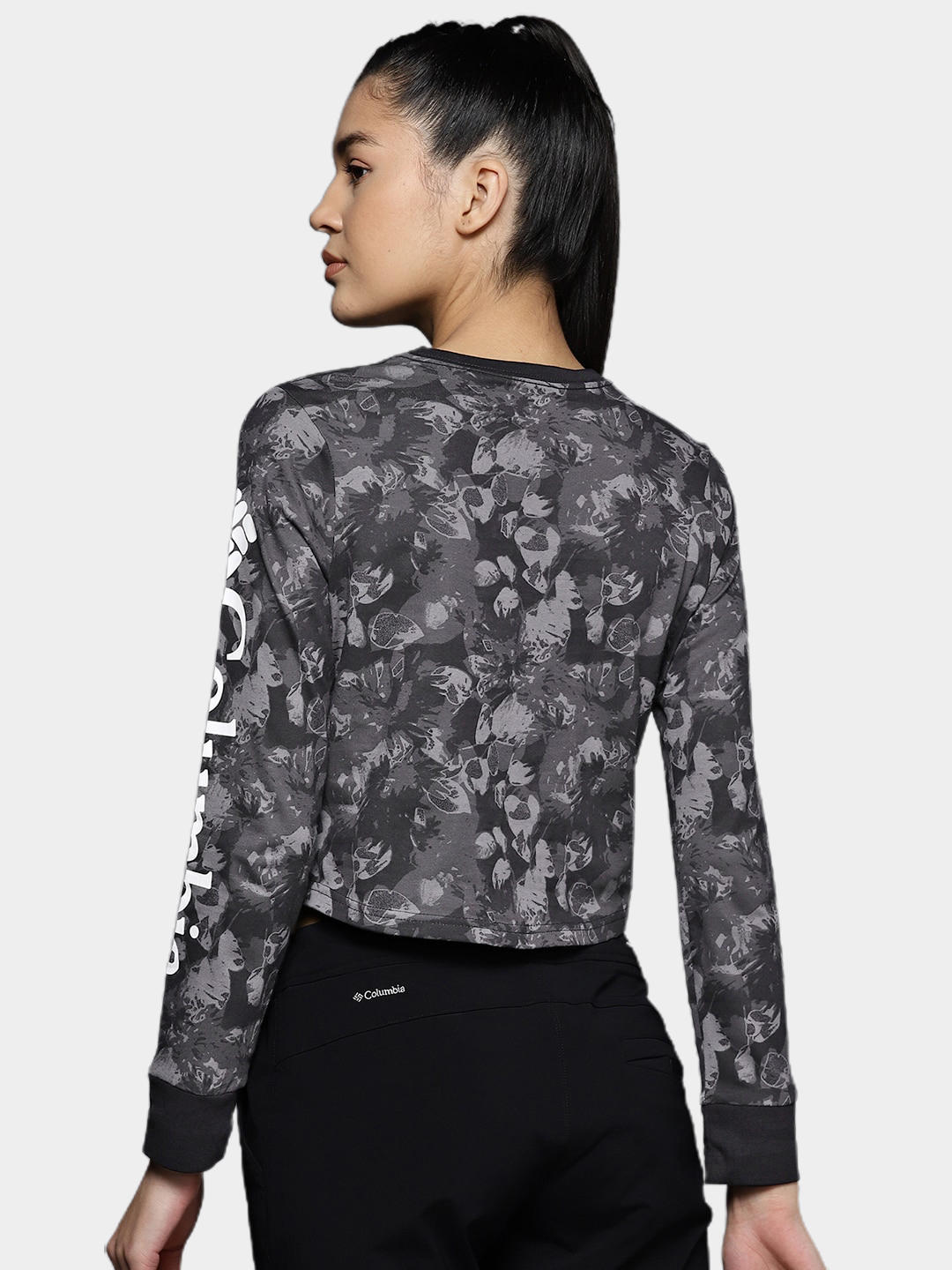 Columbia Women Black North Cascades LS Printed T-Shirt
