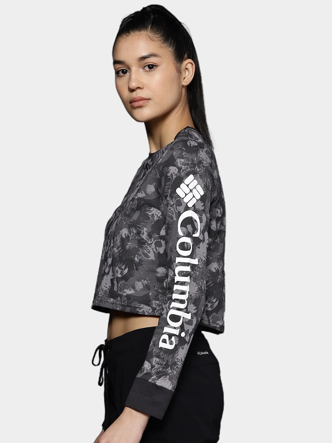 Columbia Women Black North Cascades LS Printed T-Shirt