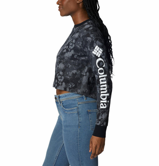 Columbia Women Black North Cascades LS Printed T-Shirt