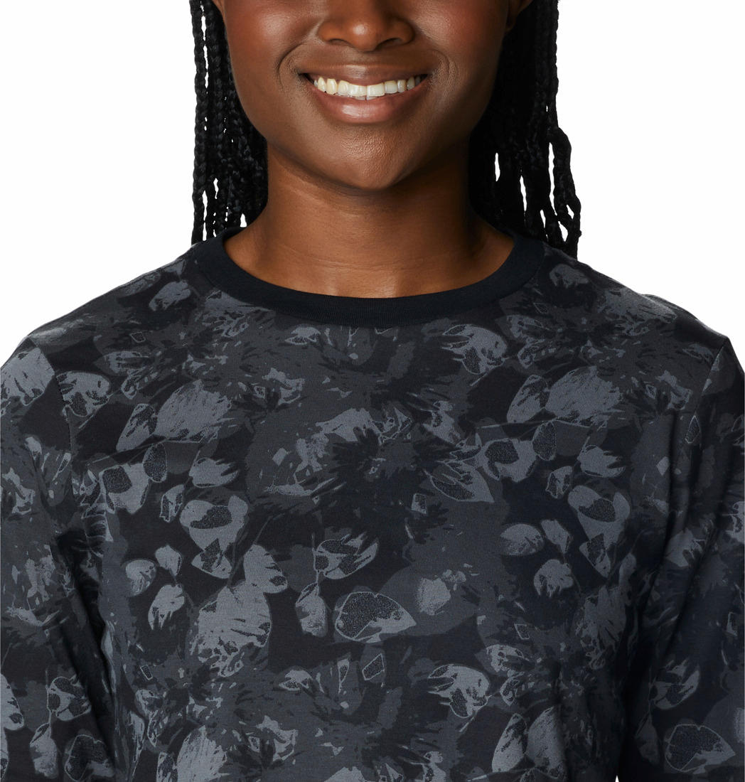 Columbia Women Black North Cascades LS Printed T-Shirt