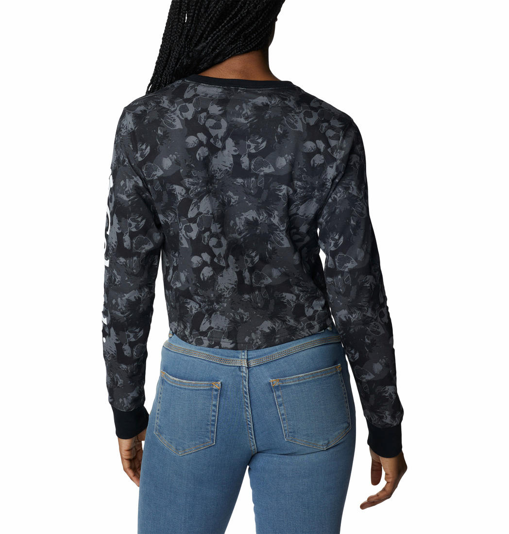 Columbia Women Black North Cascades LS Printed T-Shirt