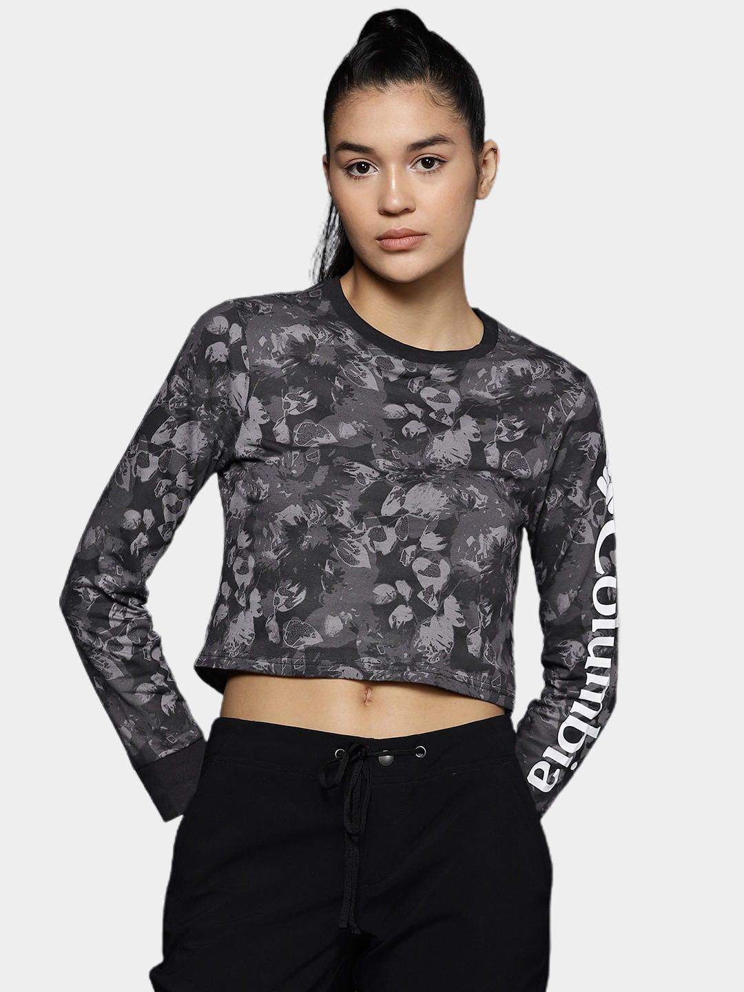 Columbia Women Black North Cascades LS Printed T-Shirt