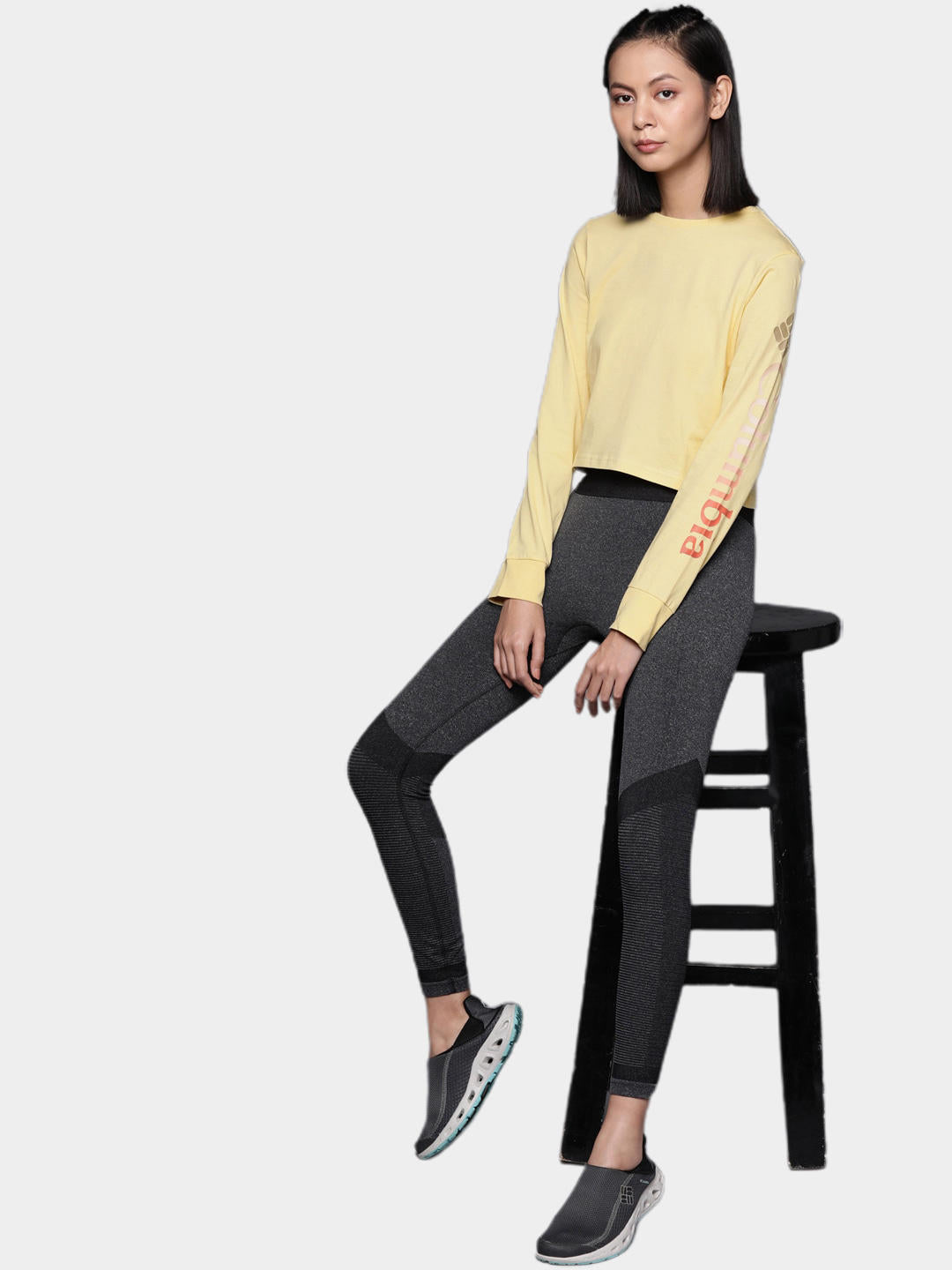 Columbia Women Yellow North Cascades LS Printed T-Shirt