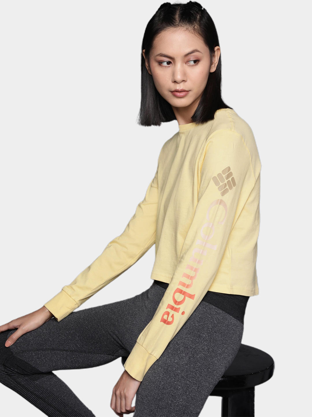 Columbia Women Yellow North Cascades LS Printed T-Shirt