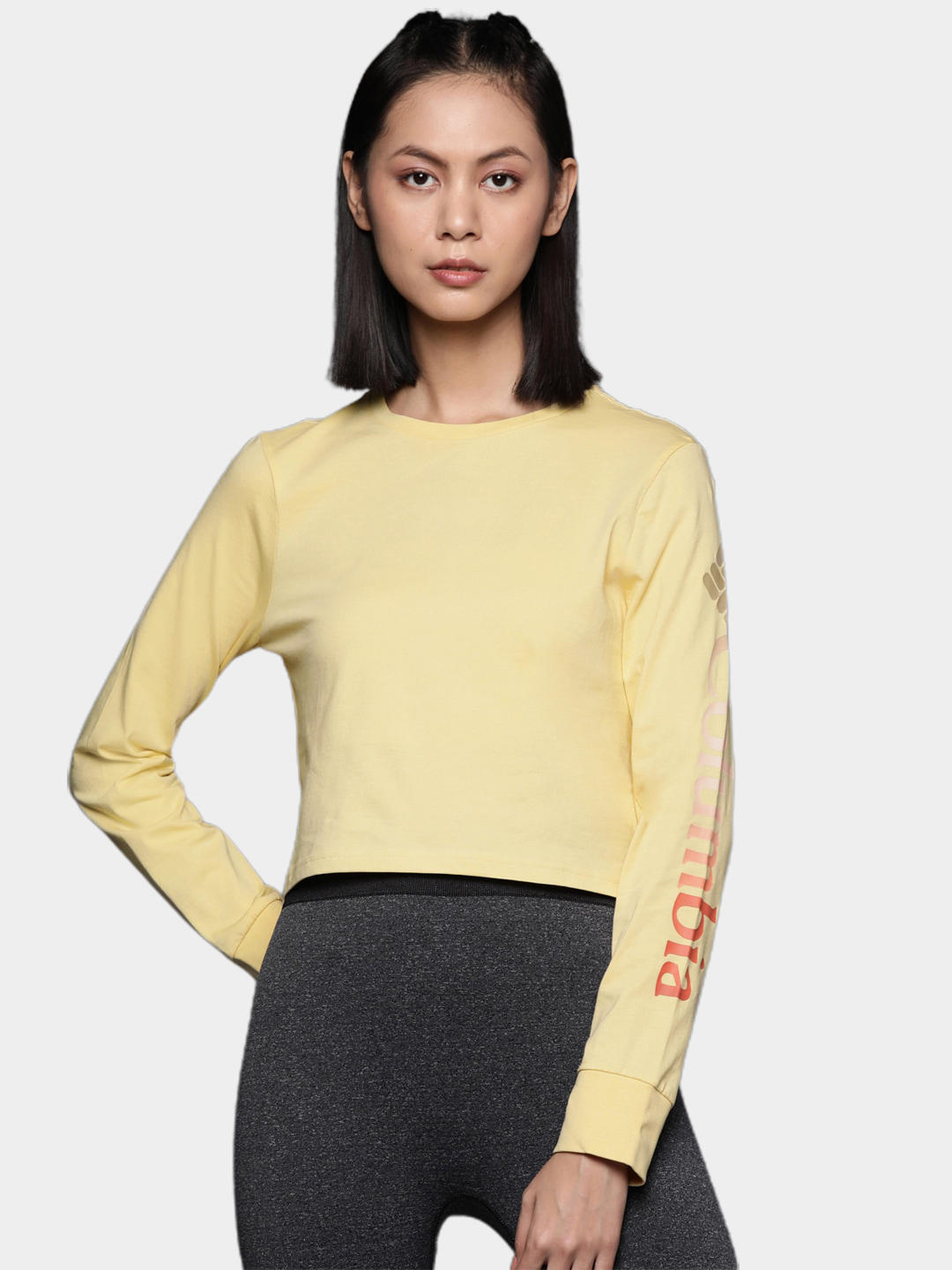 Columbia Women Yellow North Cascades LS Printed T-Shirt