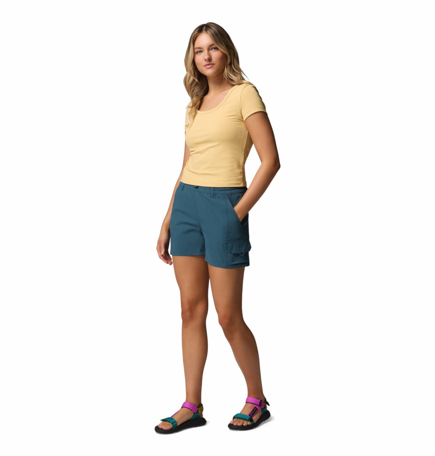 Columbia Women Blue Omni-Shield Weekend Rays Short