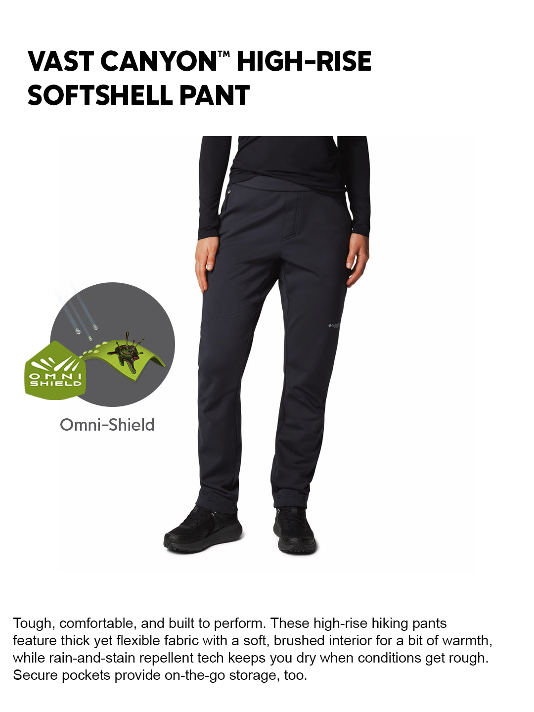 Columbia Women Black Omni-Shield Vast Canyon Softshell Pant