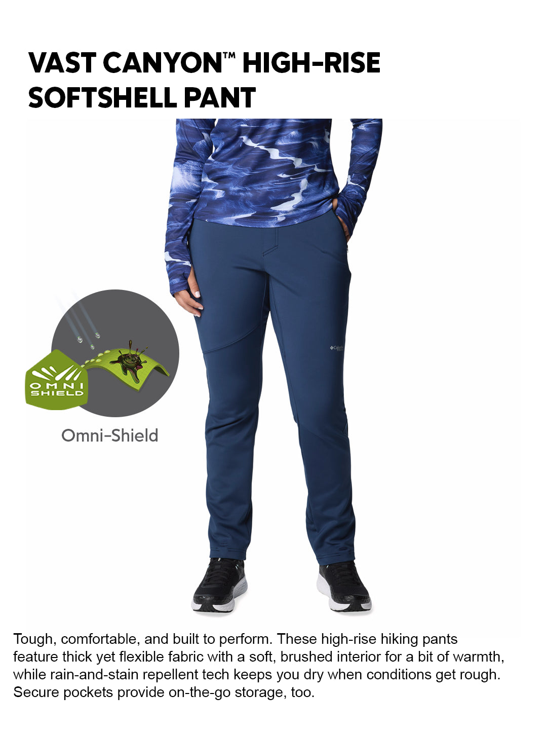 Columbia Women Navy Blue Omni-Shield Vast Canyon Softshell Pant