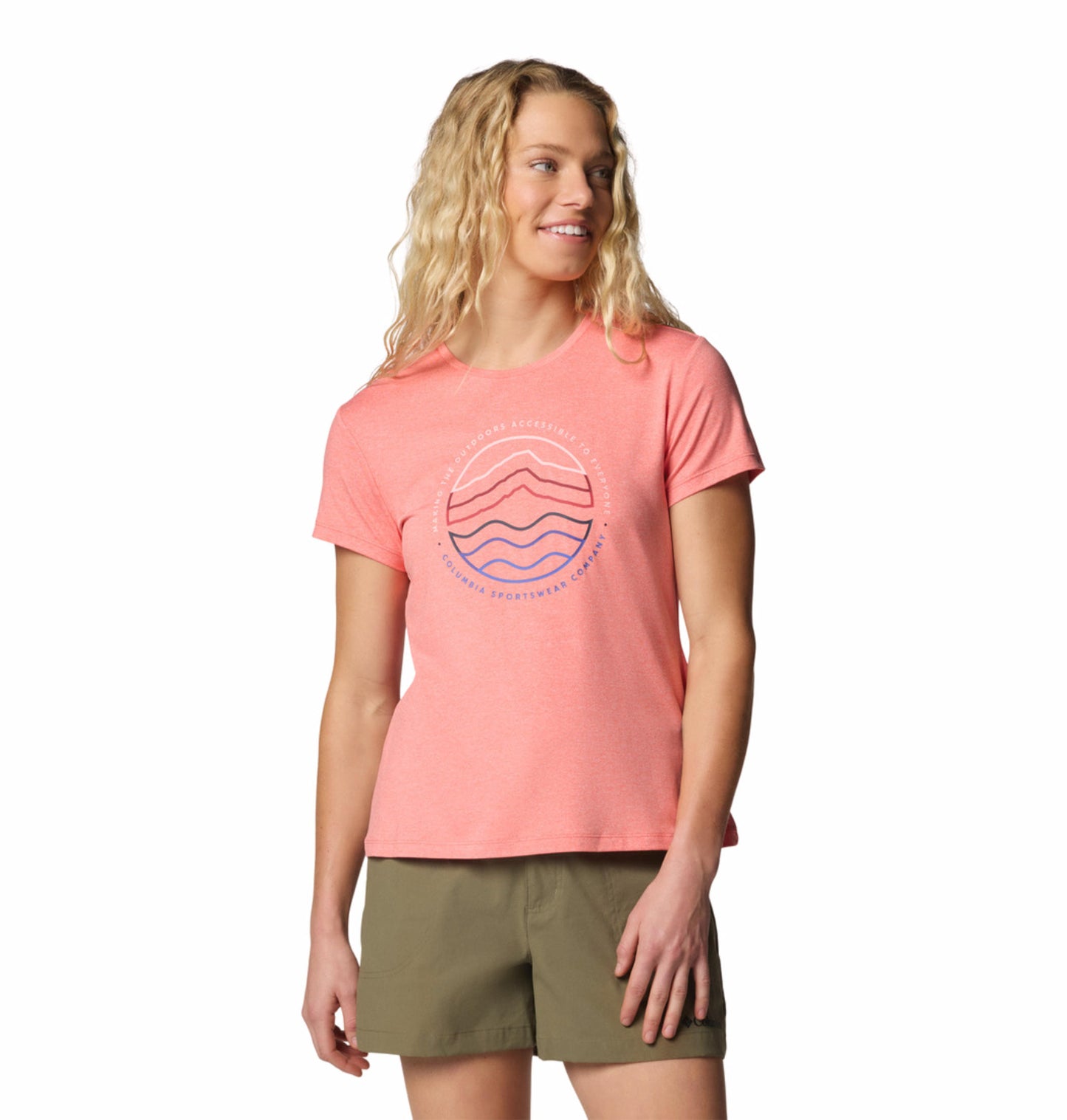 Columbia Womens Pink Omni-Wick Sloan Ridge Graphic Short Sleeve Tshirt