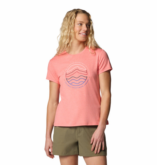 Columbia Womens Pink Omni-Wick Sloan Ridge Graphic Short Sleeve Tshirt