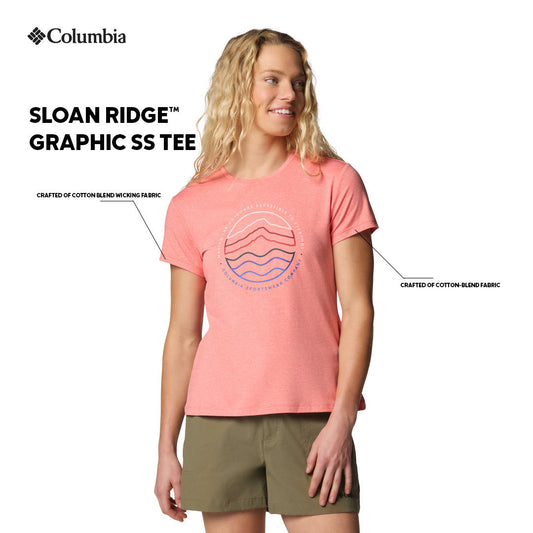 Columbia Womens Pink Omni-Wick Sloan Ridge Graphic Short Sleeve Tshirt