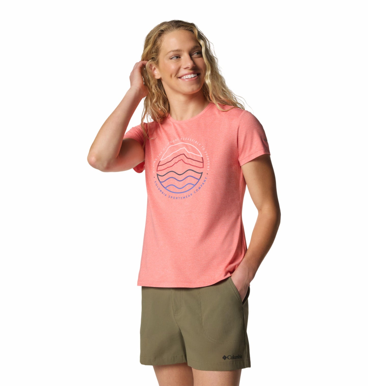 Columbia Womens Pink Omni-Wick Sloan Ridge Graphic Short Sleeve Tshirt