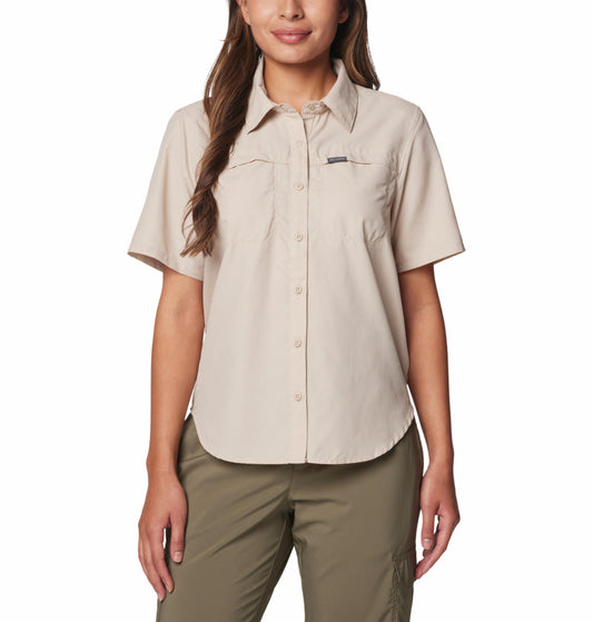 Columbia Womens Beige Omni-Shade Silver Ridge 3.0 Short Sleeve Shirt