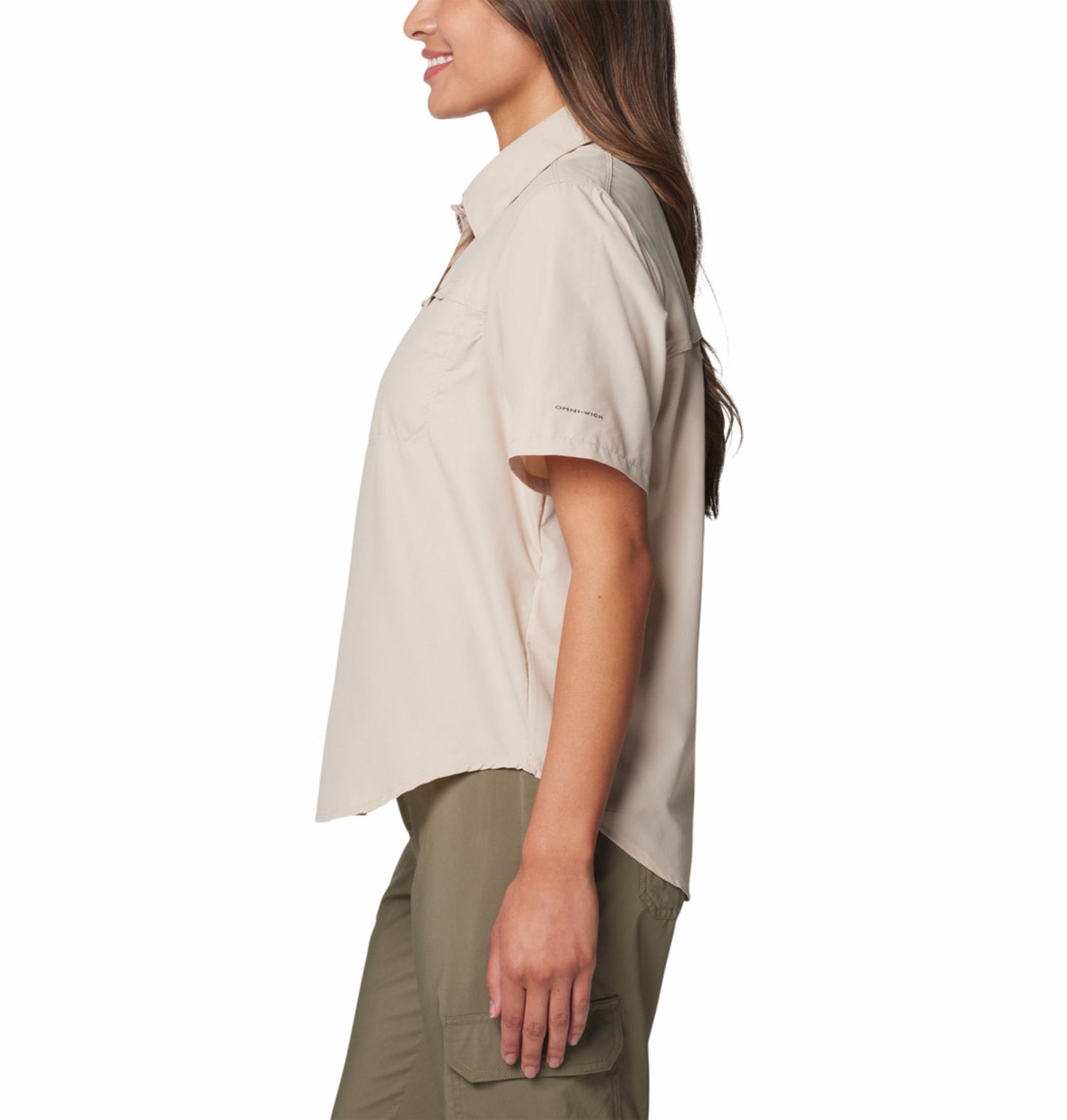 Columbia Womens Beige Omni-Shade Silver Ridge 3.0 Short Sleeve Shirt