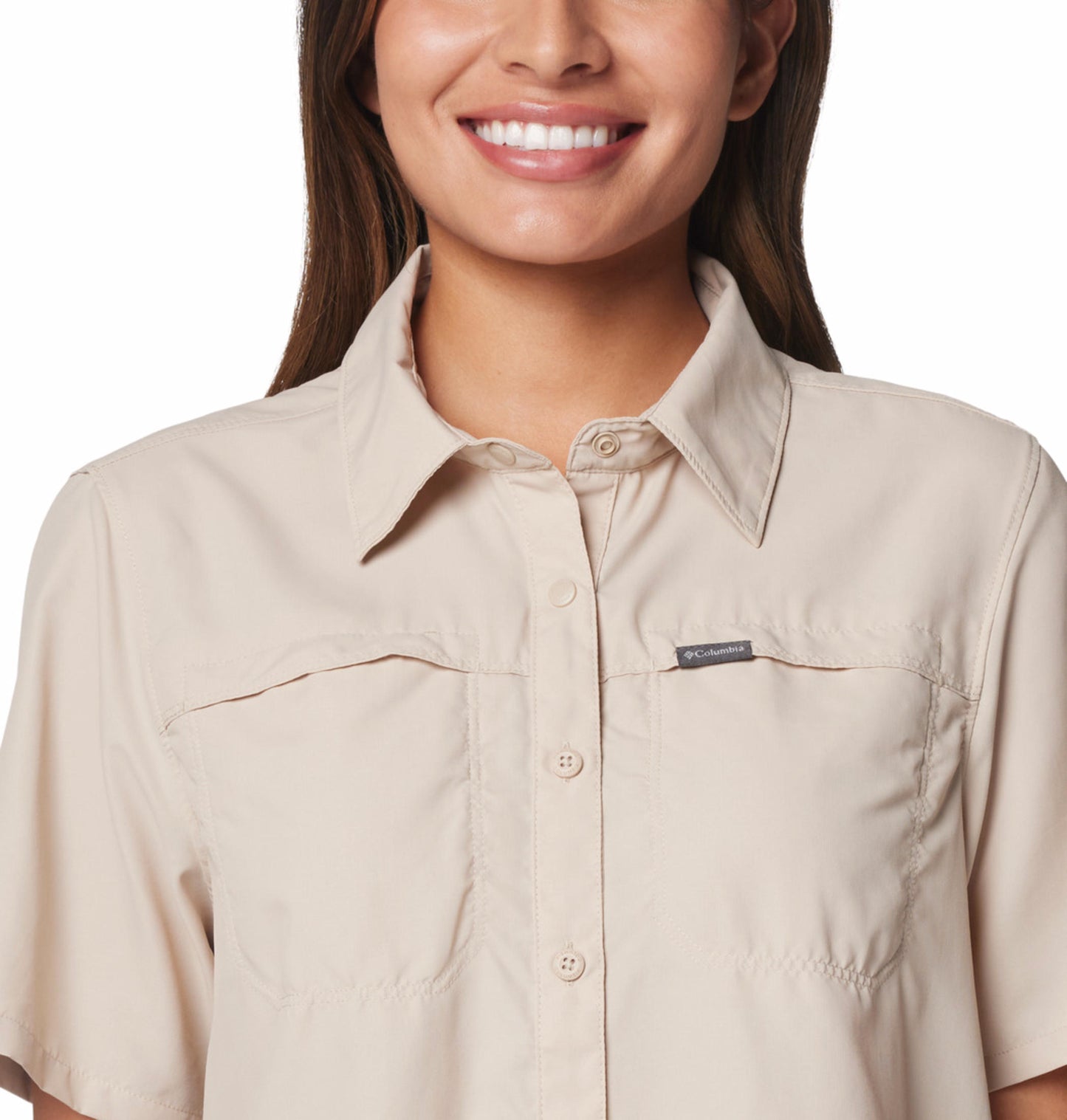 Columbia Womens Beige Omni-Shade Silver Ridge 3.0 Short Sleeve Shirt