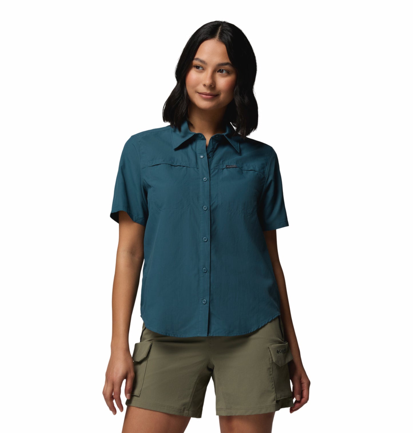 Columbia Women Blue Omni-Shade Silver Ridge 3.0 Short Sleeve Shirt
