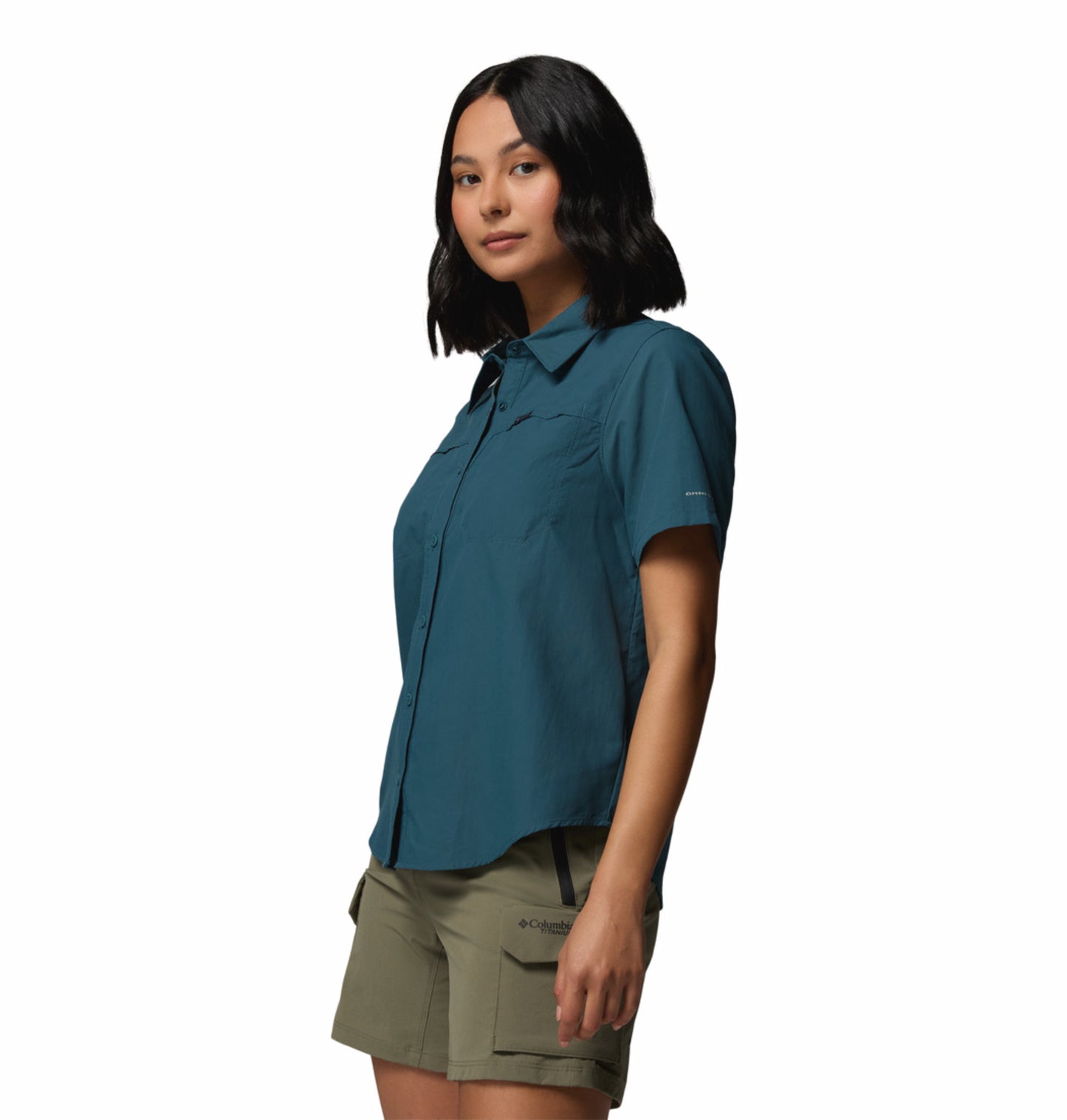 Columbia Women Blue Omni-Shade Silver Ridge 3.0 Short Sleeve Shirt