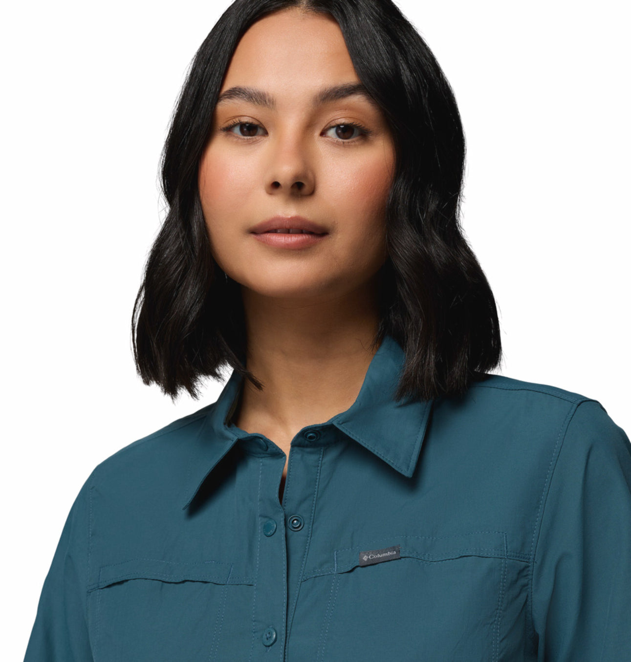 Columbia Women Blue Omni-Shade Silver Ridge 3.0 Short Sleeve Shirt