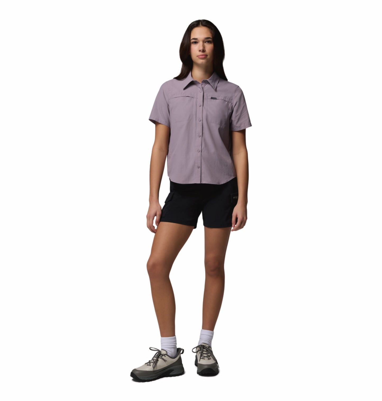 Columbia Women Purple Omni-Shade Silver Ridge 3.0 Short Sleeve Shirt