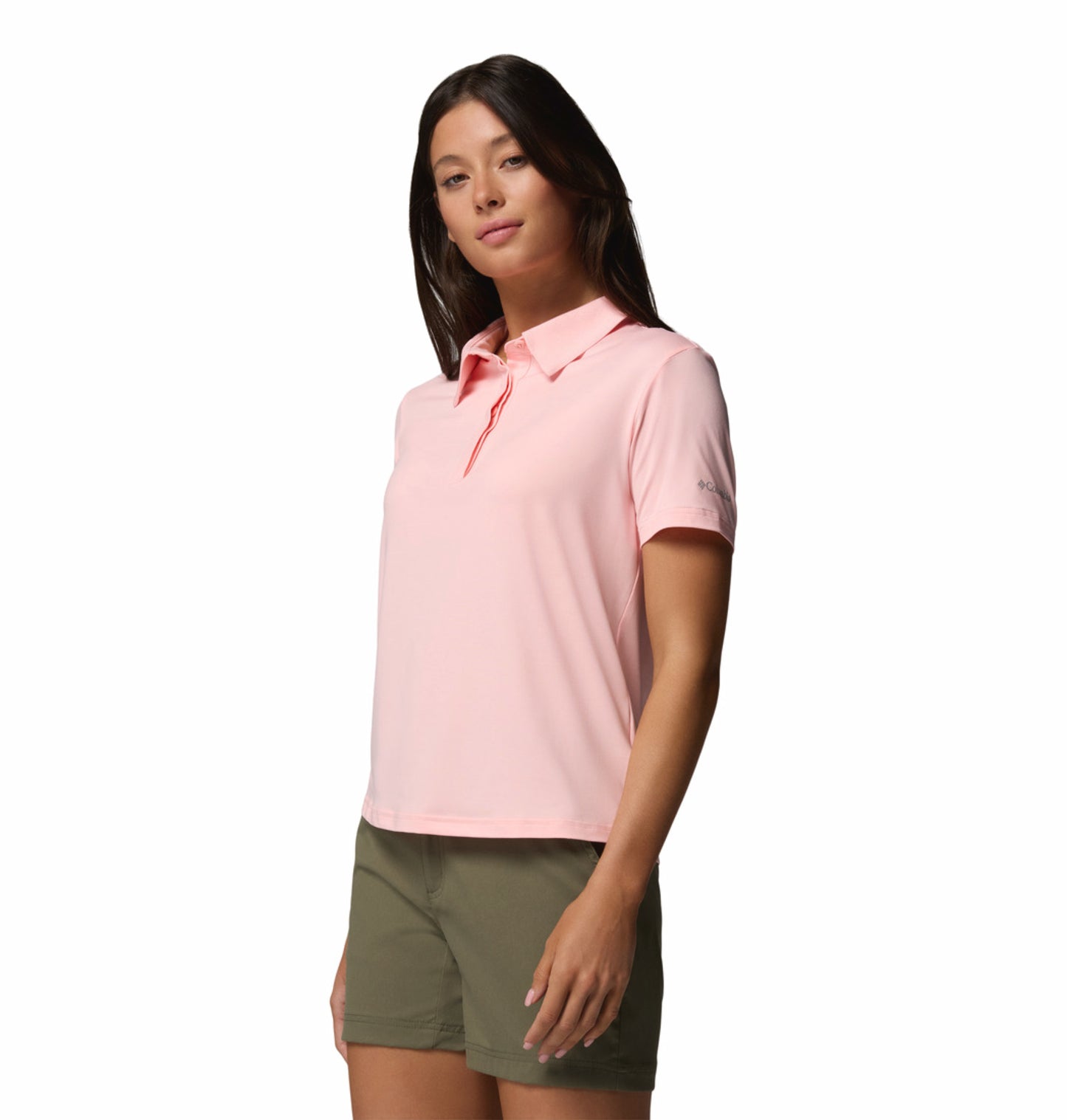 Columbia Women Pink Omni-Shade Parsons Point Polo T-Shirt