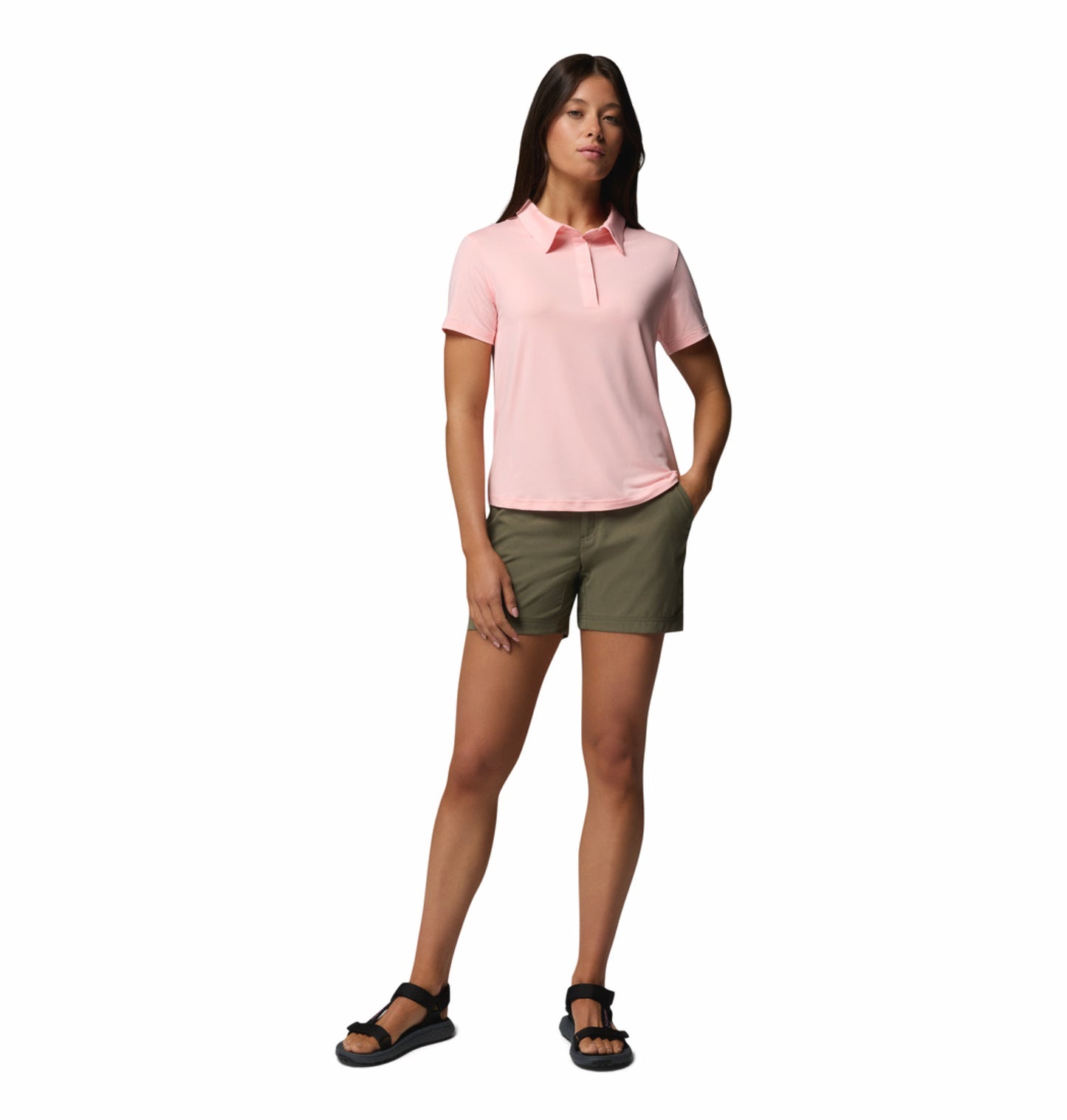 Columbia Women Pink Omni-Shade Parsons Point Polo T-Shirt