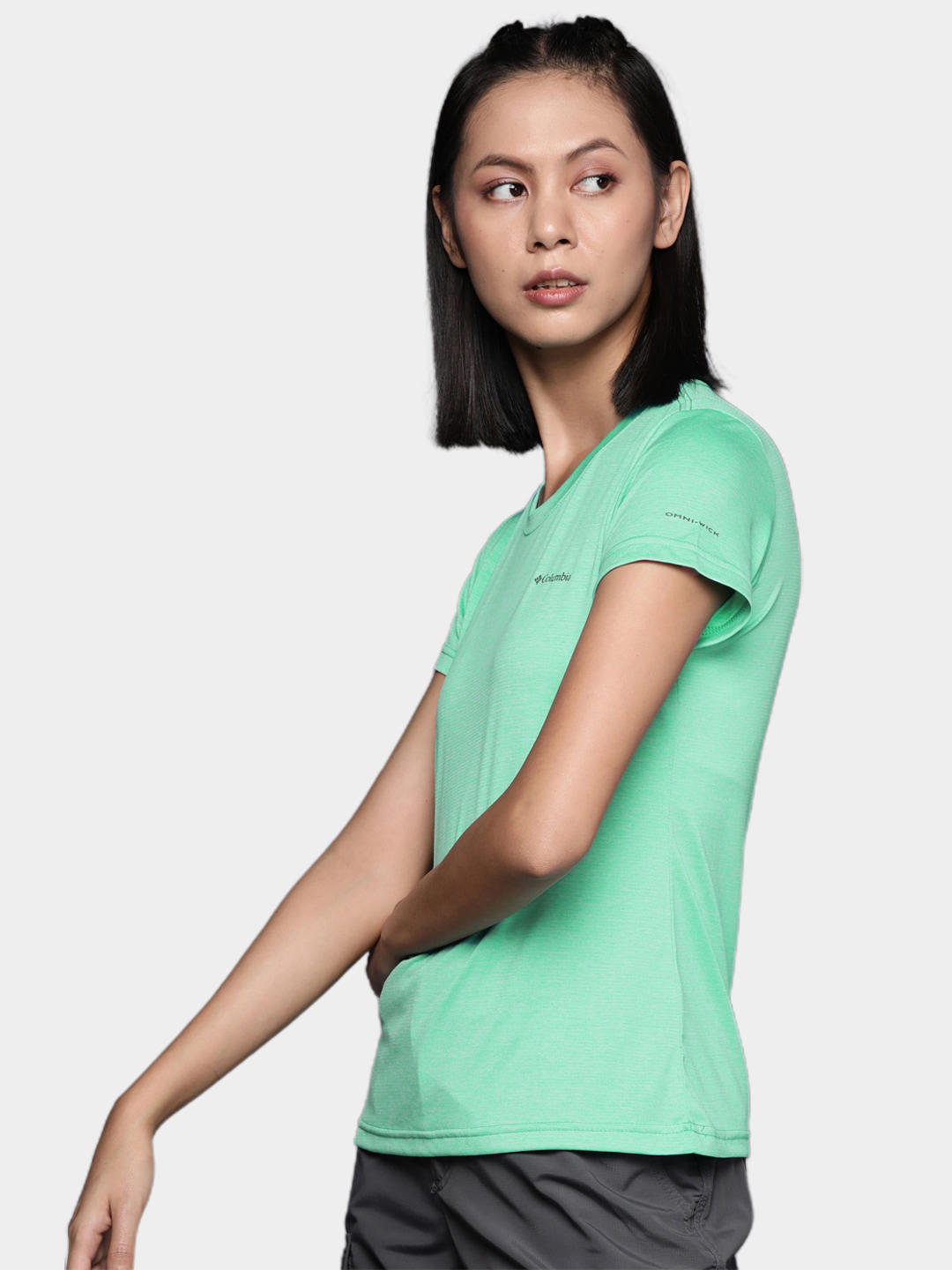 Columbia Women Green Columbia Hike SS Crew T-Shirt