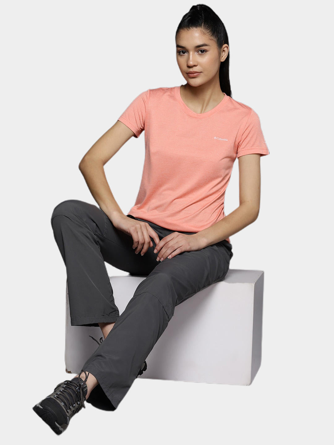 Columbia Women Peach Columbia Hike SS Crew T-Shirt