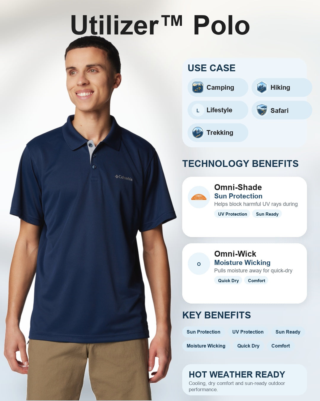 men blue omni shade utilizer polo tshirt plus size