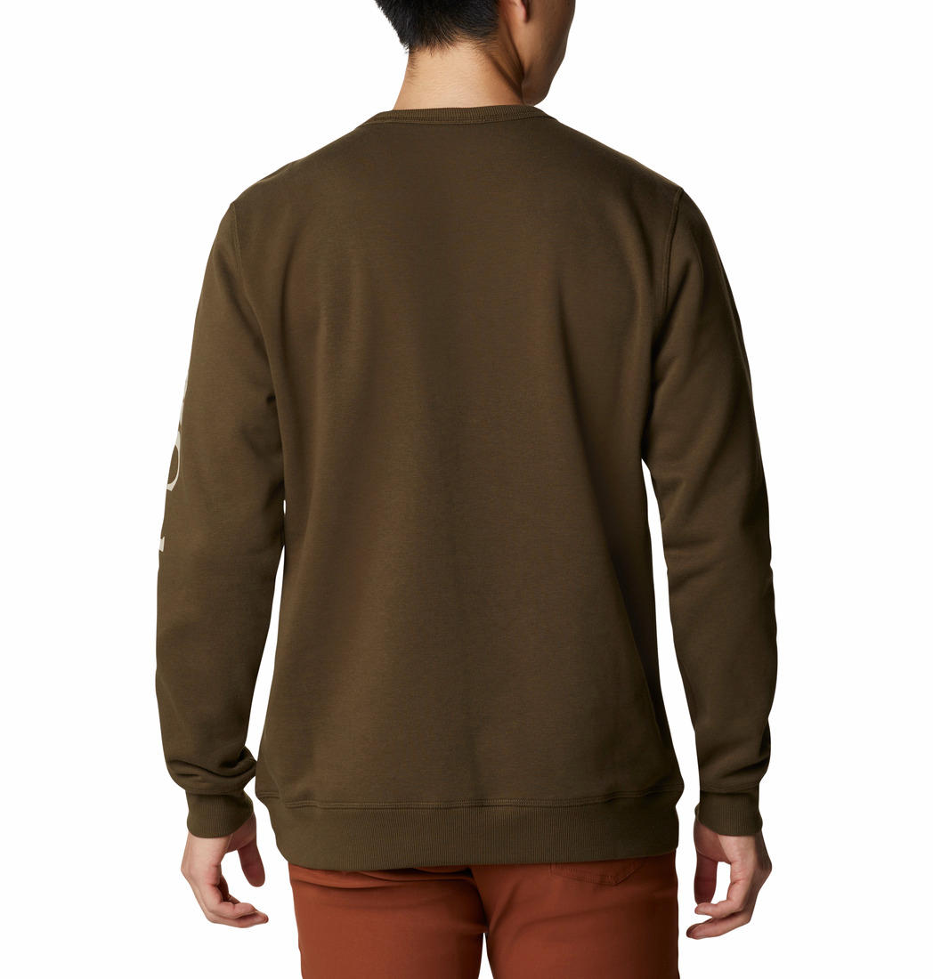 Columbia Men Olive UPF 50 Logo Fleece Crew Sweatshirt