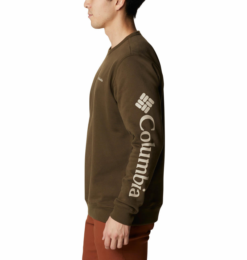 Columbia Men Olive UPF 50 Logo Fleece Crew Sweatshirt
