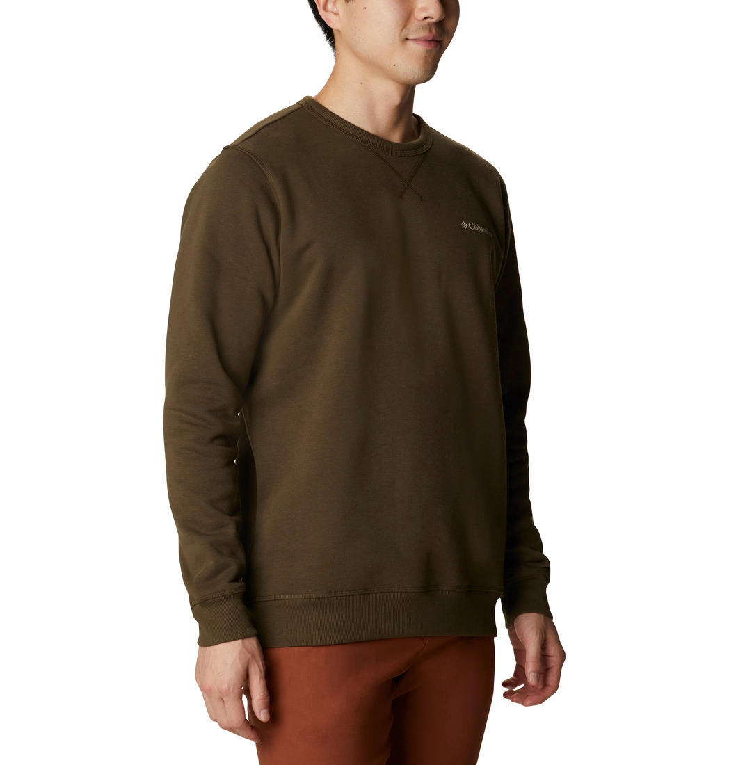 Columbia Men Olive UPF 50 Logo Fleece Crew Sweatshirt