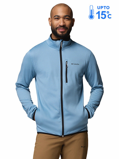 Columbia Men Blue Omni-Wick Essential Hike Grid Fleece Jacket (Plus Size)