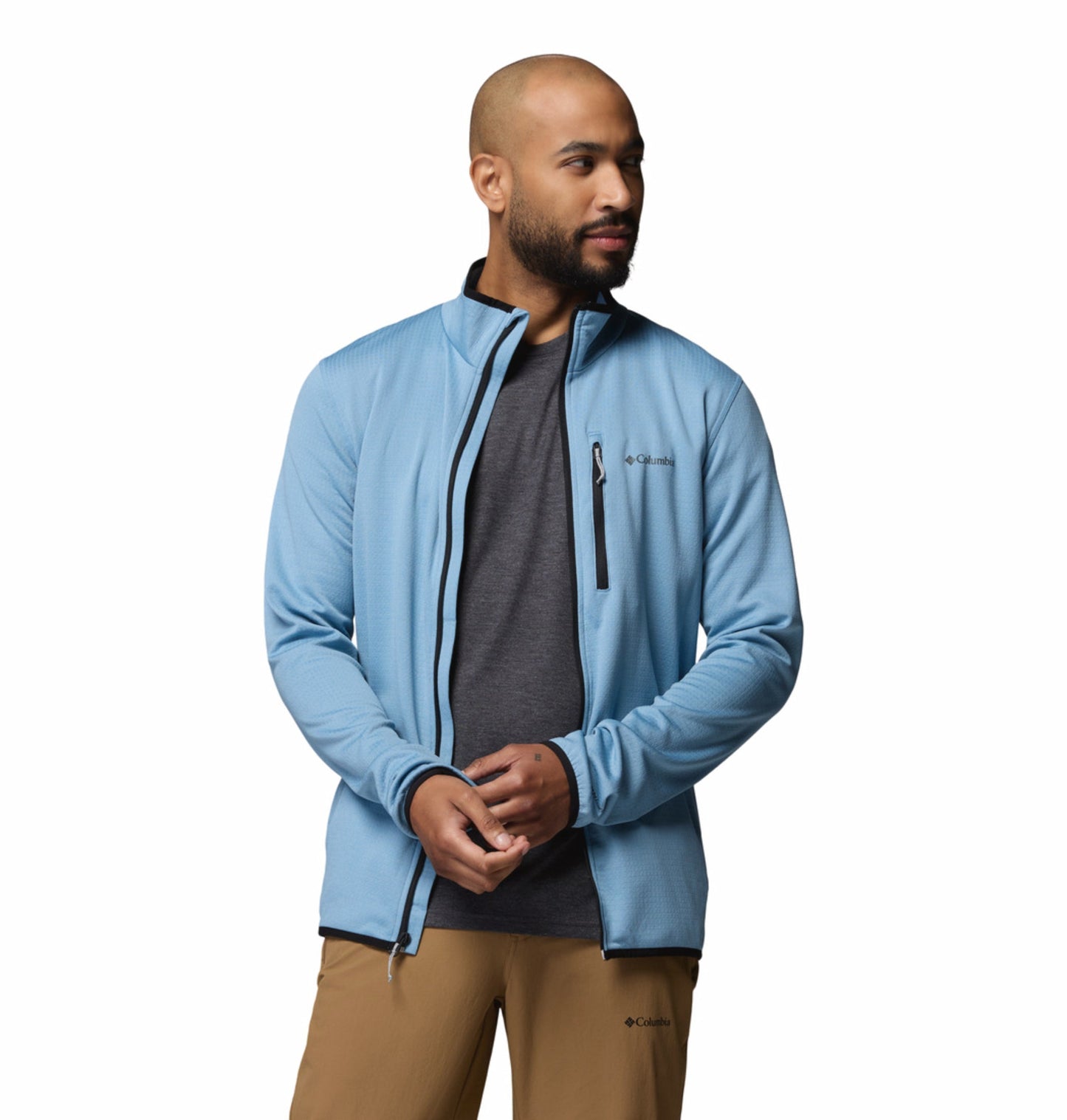 men blue omni wick essential hike grid fleece jacket plus size