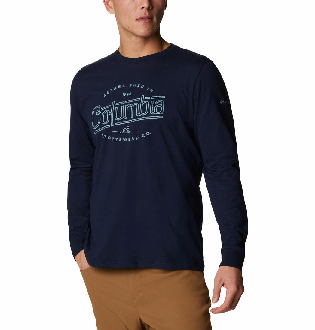 Columbia Men Blue Brighton Woods Graphic Long Sleeve