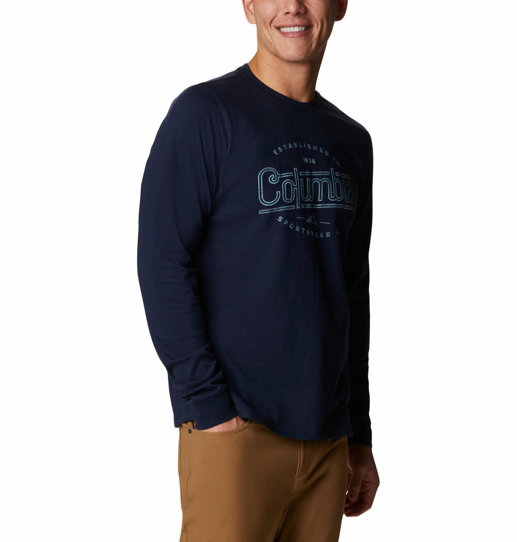 Columbia Men Blue Brighton Woods Graphic Long Sleeve