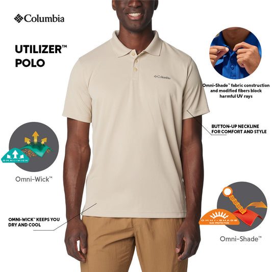 Columbia Mens Beige Omni-Wick Utilizer Polo Tshirt