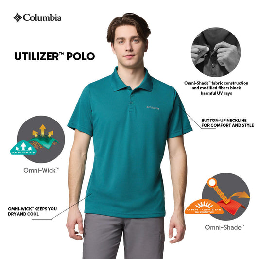 Columbia Mens Blue Omni-Wick Utilizer Polo Tshirt