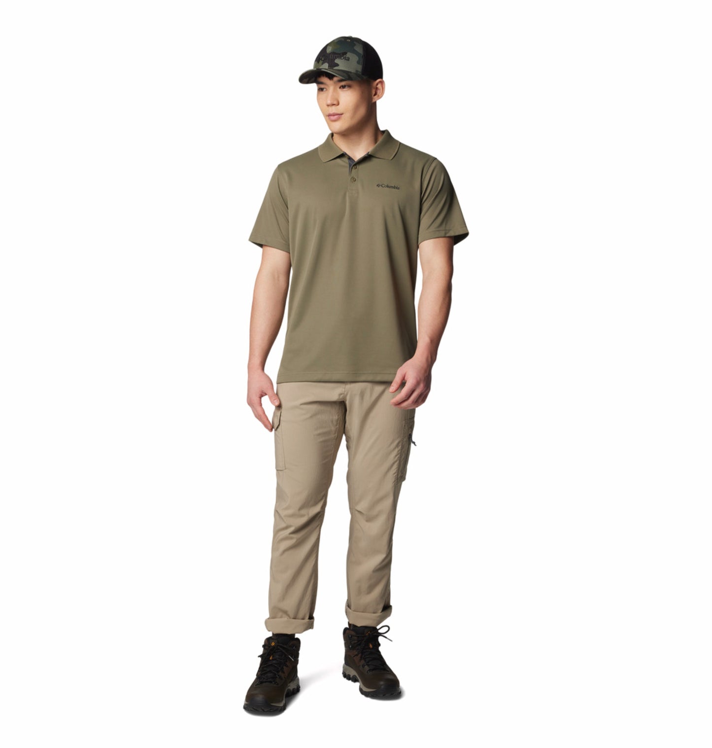 Columbia Men's Olive Green Omni-Shade Utilizer Polo Shirt Sun Protection