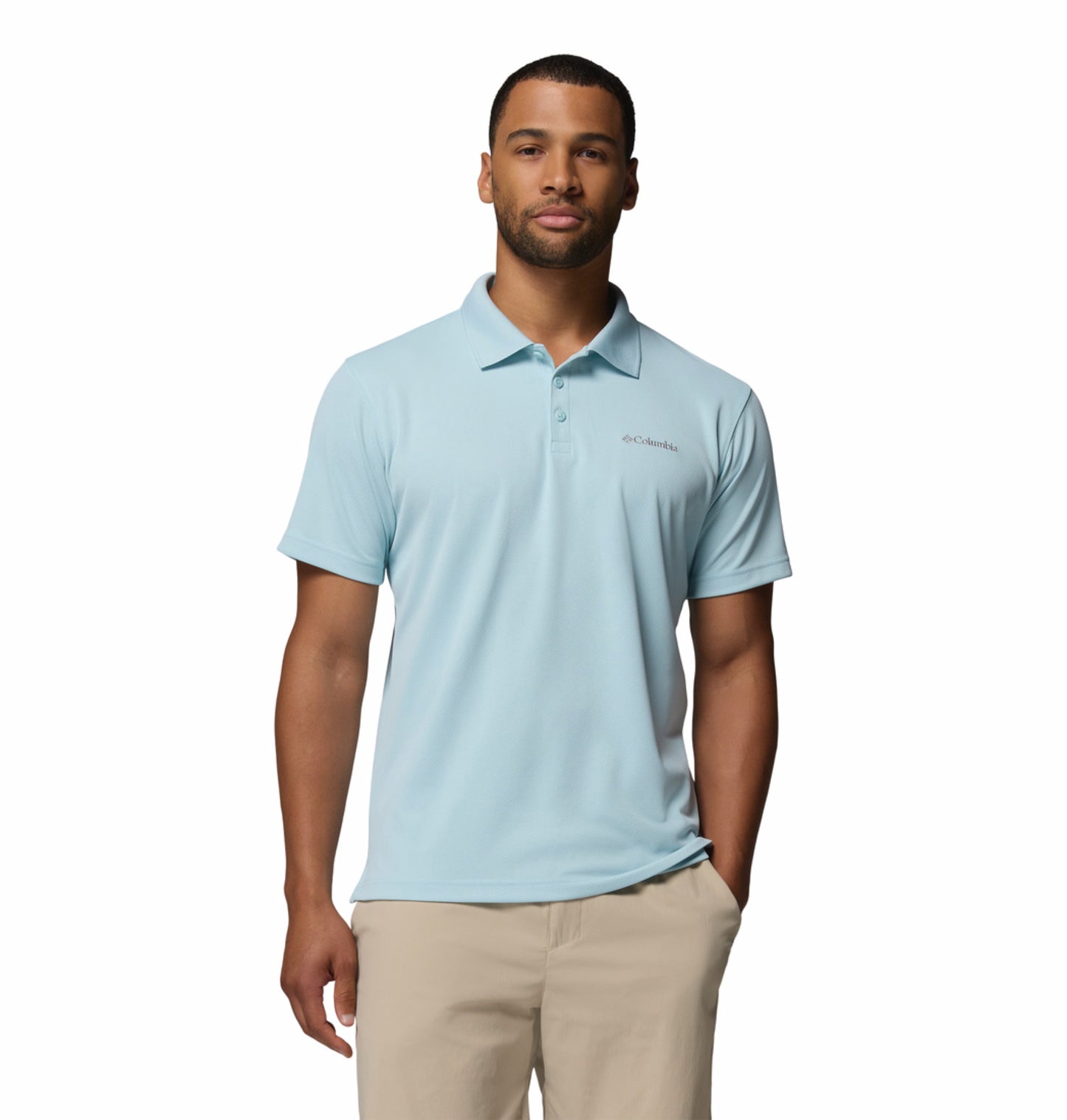 Columbia Men's Blue Omni-Shade Utilizer Polo Shirt for Sun Protection