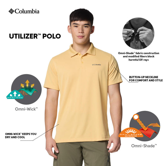 Columbia Mens Yellow Omni-Wick Utilizer Polo Tshirt