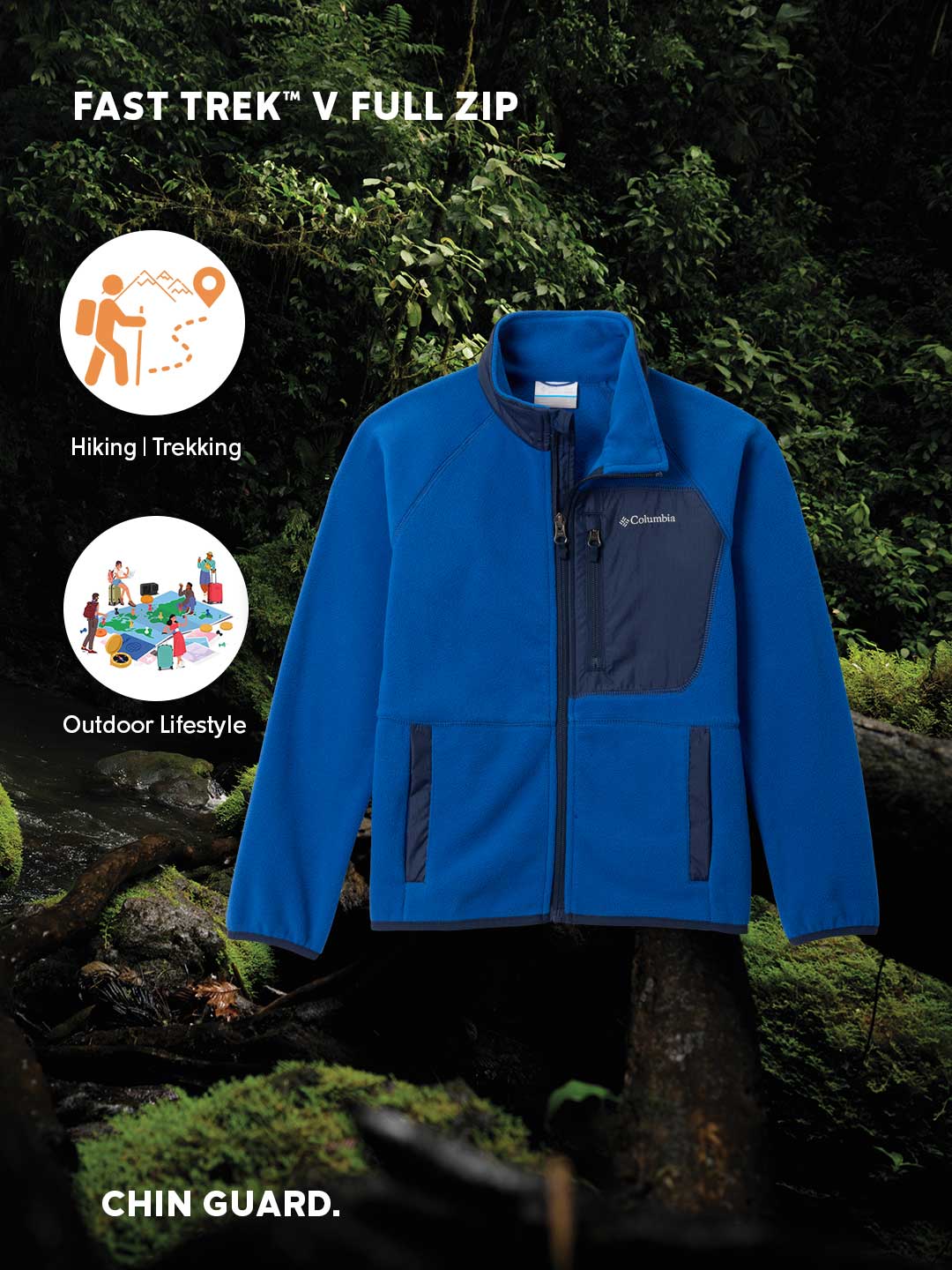 Columbia Kids Unisex Blue Fast Trek V Fleece Jacket
