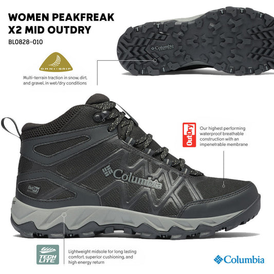 Columbia Women Black PEAKFREAK X2 MID OUTDRY (Complete Waterproof)