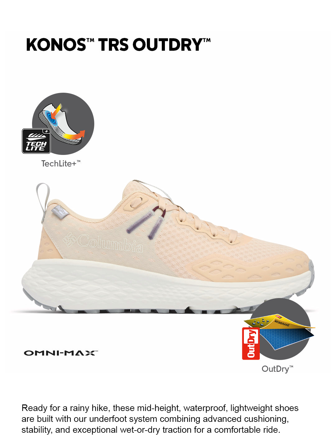 Columbia Women Peach OmniMax Konos TRS Waterproof Hiking and Trekking Shoes