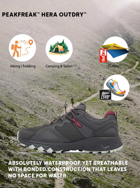 Columbia Women Dark Grey OutDry Peakfreak Hera Hiking & Trekking Waterproof Shoes