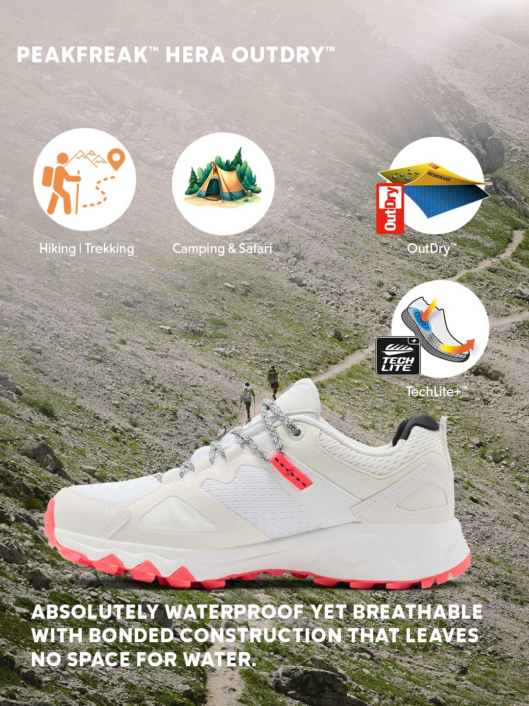 Columbia Women Off-White OutDry Peakfreak Hera Hiking & Trekking Waterproof Shoes