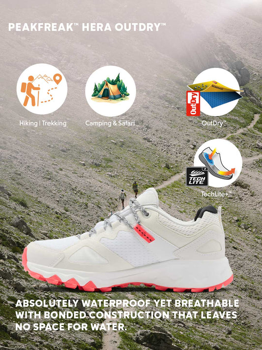 Columbia Women Off-White OutDry Peakfreak Hera Hiking & Trekking Waterproof Shoes