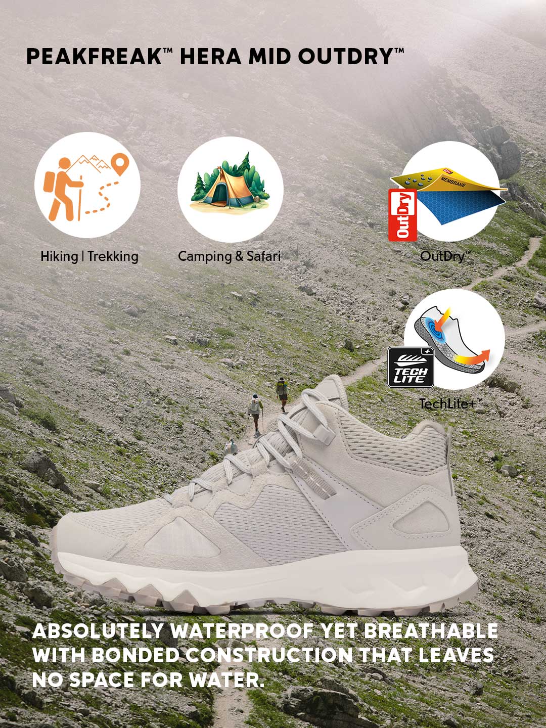 Columbia Women Beige OutDry Peakfreak Hera Hiking & Trekking Shoes (Fully Waterproof)