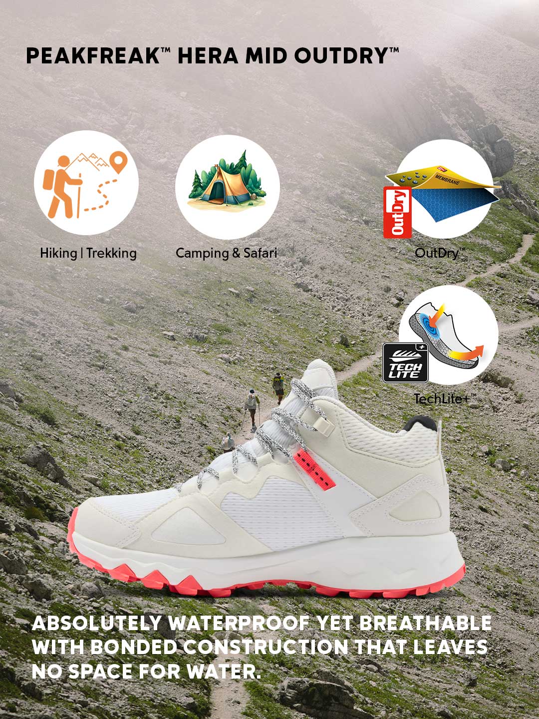 Columbia Women Off- White OutDry Peakfreak Hera Hiking & Trekking Shoes (Fully Waterproof)