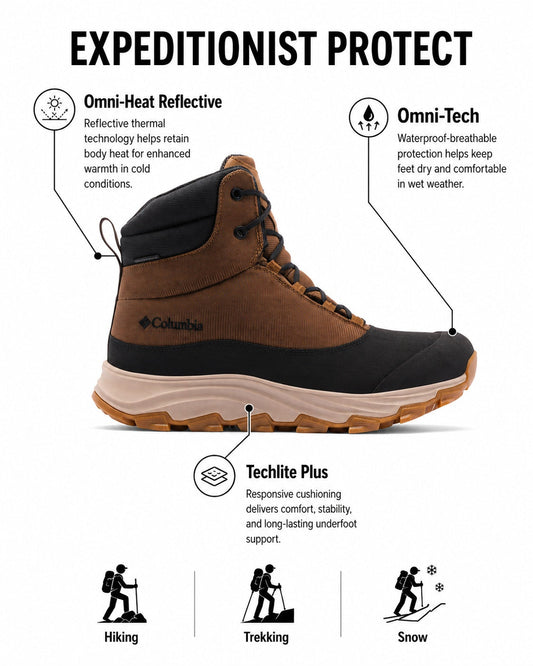 Columbia Men Brown Omni-Heat Reflective Expeditionist Protect Shoes
