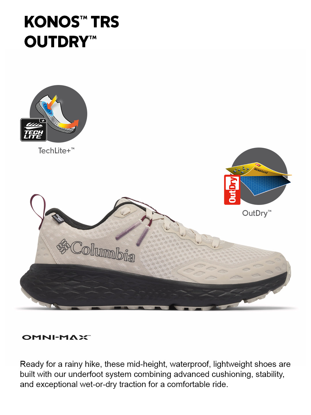 Columbia Men Grey OutDry Konos TRS Low Shoes (Fully Waterproof)